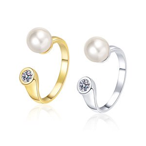 Anillo Abierto Ajustable Chapado en Oro de 18K con Circonita 5A y Perla Delicada, Anillo de Regalo de Boda de Lujo al por Mayor, Joyería de Fábrica para Mujer - Product Image 3