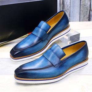 Zapatos casuales hechos a mano de cuero genuino para hombres, mocasines planos ligeros y cómodos para hombres. - Product Image 1