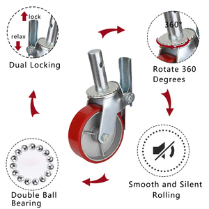 Công nghiệp Đen chuyên nghiệp giá Vít cao su thầu dầu giàn giáo kim loại kẽm mạ Khung xoay chủ đề bánh xe di động <span class=keywords><strong>Caster</strong></span> - Product Image 4
