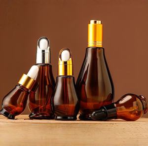 Flacon compte-gouttes en verre ambré en forme de gourde pour sérum, huile essentielle, parfum, emballage cosmétique, vente chaude, 10 ml, 20 ml, 30 ml, 50 ml, 100 ml - Product Image 1