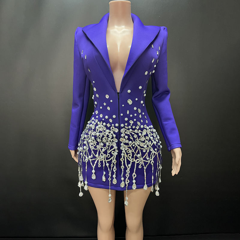 Violet avec diamants argentés