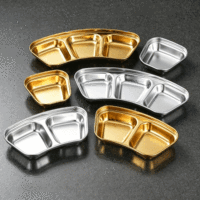 FLEY Plat en acier inoxydable 304 plaqué or coréen, bol à trempette pour fondue, barbecue, condiments, accessoires de table de cuisine