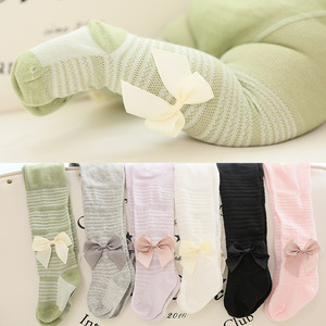 Calzamaglia Primaverile Estiva per Bambine con Fiocco, Sottile in Cotone Lavorato a Maglia, <span class=keywords><strong>Collant</strong></span> <span class=keywords><strong>Rosa</strong></span> per Bambini - Product Image 2