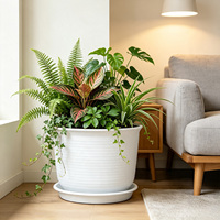 Grand pot de fleurs en plastique PP avec trou de drainage, design minimaliste, durable, 17,2 L, pot de fleurs pour plantes succulentes et pothos, arrosage