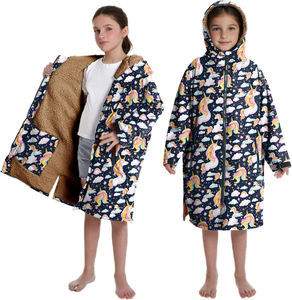 Parka de natación con estampado de hadas de unicornio para niños, capa de toalla con capucha, manga larga, cálida, de secado rápido, <span class=keywords><strong>bata</strong></span> cambiante impermeable para niños - Product Image 3