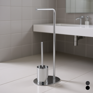 Support de brosse WC sur colonne de sol, base ovale chromée - Product Image 3