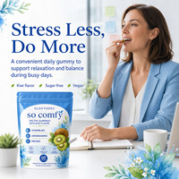 Gummies OEM ODM Ashwagandha ultra-confortables, saveur Melissa Kiwi, sans sucre, véganes, pour le soulagement du stress et le soutien apaisant, enrichies en Vitamine B12