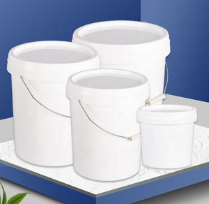Yellow Plastic Pail Cylinder Shape PP Material Durable Gloss Varnishing Handle For Storage Use - Product Image 3