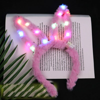 Yeni varış Light up Bunny kulaklar kafa LED tavşan kulaklar Headpiece Glow Hairband cadılar bayramı kostüm saç için