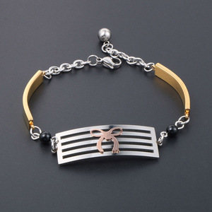 Pulsera de acero de titanio para mujer de estilo coreano con diseño de lazo chapado en oro CE471 - Product Image 2