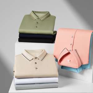 Nouvelle conception, chemise de golf décontractée pour homme en coton 100% tricoté de haute qualité, manches courtes, logo personnalisé sur le devant - Product Image 2