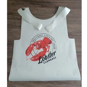 Good Quality Logo Printed Disposable Restaurant Paper Bibs Lobster Restaurant Aprons For Adults Disposable Bibs