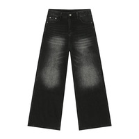 Streetwear Pantalon en denim décontracté de haute qualité Pantalon en jean droit en détresse Pantalon classique coupe ajustée avec poches