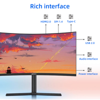 Cheap Stand 34 pulgadas Lcd 144Hz 165Hz Pc Curved 1ms Display Venta caliente Full Hd Office Computer Monitor Gaming para la venta