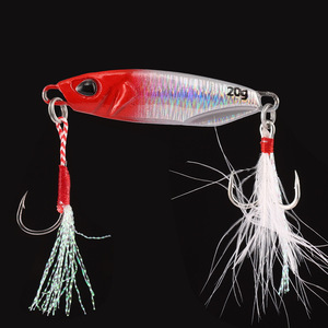 Jig metálico <span class=keywords><strong>JDM</strong></span> de doble anzuelo triple con pluma y ranura de sangre, señuelo de lanzamiento lento y largo para pesca de caballa desde la orilla. - Product Image 2