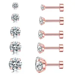 Bán buôn đồ trang sức thép phẫu thuật Bông tai CZ Cubic Zirconia Stud Bông tai cho nam giới phụ nữ