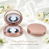 Boîte d'emballage pour faux cils, boîte ronde pour cils couleur or rose, deux paires par boîte, boîte à cils, maquillage des yeux