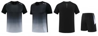 Ensembles de sport personnalisé à manches courtes pour hommes, t-shirt et short, séchage rapide, fitness dégradé, 2 pièces, ensemble chemise et short pour hommes