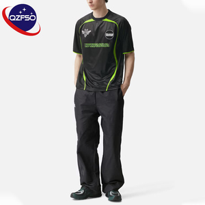 QZFSO Custom Blokecore Y2K Cyber Black Neon Green Football Shirt Graphic Print Oversized Crewneck Streetwear Sports Jersey - Product Image 2