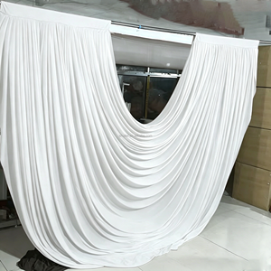 10*10FT Blanc Rideaux baroques préfabriqués à volants en Spandex avec poche pour tringle, drapés extensibles pour plafond - Product Image 1