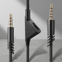Câble audio stéréo 3,5 mm avec contrôle du volume, plaqué or, blindage tressé OFC, câble d'extension pour casque de jeu avec microphone