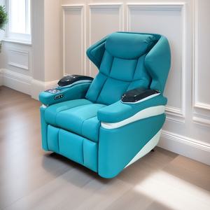 โซฟาหนังแท้ดีไซน์หรูหรา สีน้ำเงิน ปรับเอนด้วยระบบไฟฟ้า เหมาะสำหรับบ้านพักตากอากาศขนาดใหญ่ ฟังก์ชั่นครบครัน ใช้ดูหนังได้ - Product Image 4