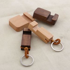 Wooden Cartoon Keychains Creative Keychain Personalized Solid Wood Lazy Phone Stand - Product Image 2