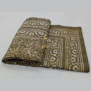 Edredón Kantha de Algodón Hecho a Mano con Estampado Índigo Dabu, Reversible, Ecológico, para Todas las Estaciones, Manta de Doble Cara - Product Image 1