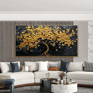 Golden Tree 3D Texture <span class=keywords><strong>Palette</strong></span> Couteau Peinture sur Toile Bohème Peint à la Main Art Déco Design - Product Image 5
