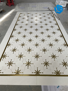 Cổ phiếu cao cấp đá tự nhiên bằng tia nước đá cẩm thạch Gạch Mosaic hỗn hợp thép không gỉ sàn phòng khách trang trí tường nghệ thuật bức tranh tường khảm - Product Image 4