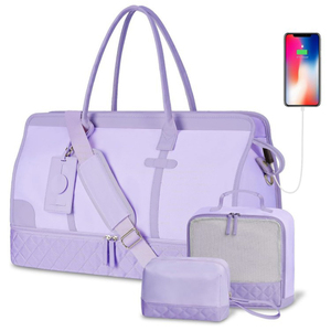 Large Travel Duffle Bag Weekender Overnight Carry on Gym Duffel Tote Bag with <b>Shoe</b> Compartment Wet Pocket Toiletry Bag - Product Image 6