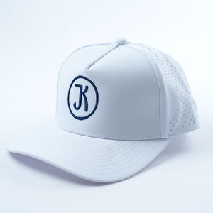 Polyester năm Bảng điều chỉnh Mũ bóng chày cắt laser lỗ <span class=keywords><strong>cap</strong></span> tùy biến cong vành in logo thêu - Product Image 3