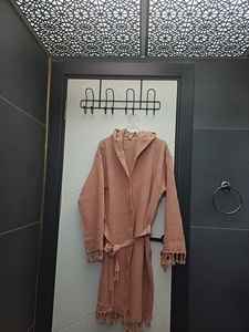 Waffle Bathrobe with <b>Towel</b> Inside Quick <b>Drying</b> Cotton Long Sleeve Colorful Soft Dressing Gown Women Man Bathrobe - Product Image 3