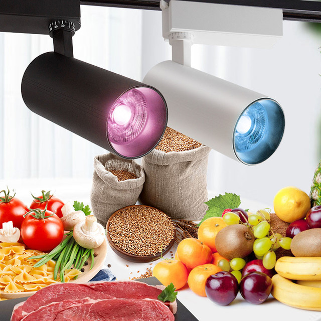 Commercial Track Light 30W 40W COB LED for Fresh Meat Display Vegetable Seafood Supermarket Color Enhancing Lighting