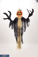 AROMA 62.99'' Décoration d'Halloween Citrouille Lumineuse Suspendue avec Branches et Mains pour Fêtes d'Halloween et Décorations de Jardin