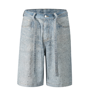 Peeqi D8739 Nuovi Shorts in <span class=keywords><strong>Jeans</strong></span> Estivi all'Ingrosso, Shorts in Denim Vintage con Strass, <span class=keywords><strong>Taglie</strong></span> Grandi per Abbigliamento Femminile - Product Image 4