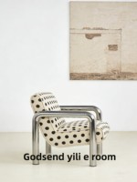 Fauteuil individuel rétro à pois style Bauhaus, fauteuil lounge de luxe léger et mobile avec structure en tube d'acier inoxydable, chaise de designer pour salons