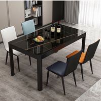 Table à Manger en Verre et Chaises, Ensemble Complet de Salle à Manger Luxe Classique pour 6 ou 8 Personnes
