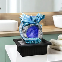Personnalisé Bleu Polyrésine Dragon Fontaine Nautique Mignon 3D LED-Lit Mythique Créature Sculpture Décor À La Maison Souvenir Artistique Peint