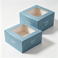 Boîte à pâtisserie bleue de qualité alimentaire personnalisée, emballage jetable pour gâteaux et desserts, boîte à gâteau en papier en gros