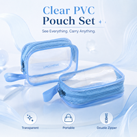 Pochette de plage cosmétique portable grande et résistante, transparente, imperméable, tendance, en PVC, avec fermeture éclair et logo imprimé