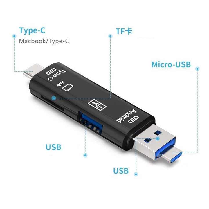 3 In 1 Multi-Function Usb Smart Card Reader Type-C 3.0 Mobile.