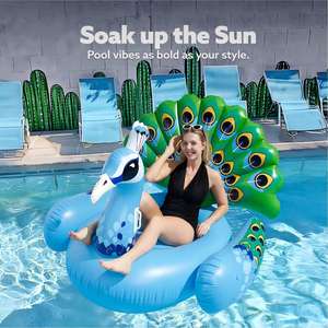 Flotador Gigante de PVC con Forma de Pavo Real, 66 x 62 x 48 Pulgadas, Flotador Inflable para Montar para Adultos - CREA OLAS - Product Image 4