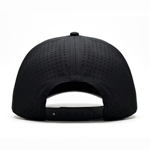 Performance 5 Panel Golf Rope <b>Cap</b> Custom Logo Perforated Laser Cutting Hole Baseball Golf <b>Hats</b> With Rubber Patch Waterproof <b>Hats</b> - Product Image 5