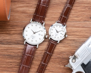 His and Hers Matching Couple Watches Two Tone Stainless Steel with Black Dial and Crystal <b>Markers</b> Omegaes - Product Image 6