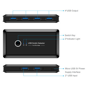 Selector de interruptor USB E-Yield de 4 puertos y 2 entradas, adaptador de impresora compartida para PC - Product Image 4