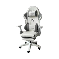 Chaise de bureau ergonomique contemporaine de style racing en maille inclinable avec design moderne à levage et revêtement en cuir synthétique