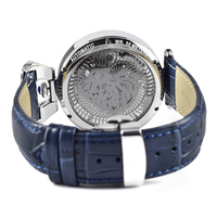 Montre mécanique automatique de luxe pour homme, squelette, double fuseau horaire, phase de lune, étanche, bracelet en cuir véritable, montre de ville