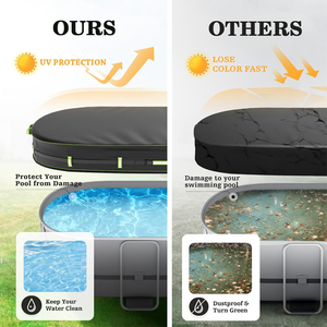<span class=keywords><strong>Copertura</strong></span> Ovale Impermeabile per <span class=keywords><strong>Piscina</strong></span> Fuori Terra 10x16 FT Personalizzata con Strisce Riflettenti, 2 Maniglie e Picchetti Luminosi - Offerta Speciale - Product Image 4