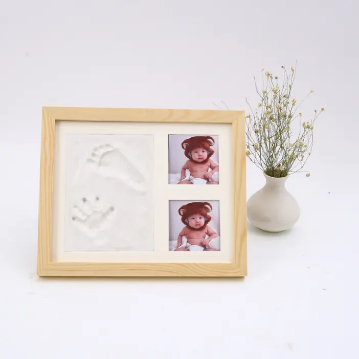 Pequena impressão de mão bebê & kit de impressão de patinhas (data & carimbo de nome) argila impressão de mão moldura para recém-nascidos